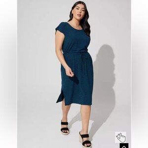 Torrid Midi Jersey Cross Back Slit Dress